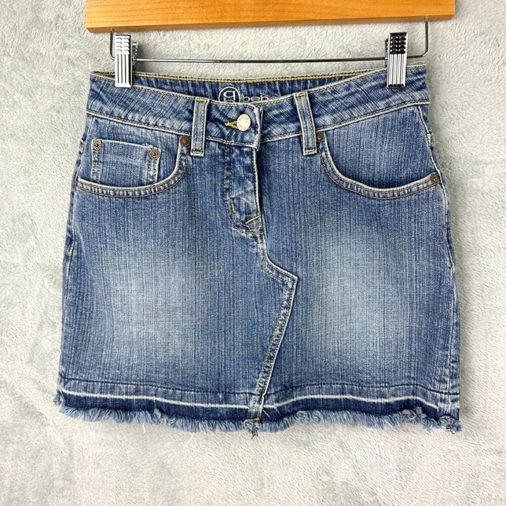 Bebe Rawedge Blue Denim Skirt Womens Size 25